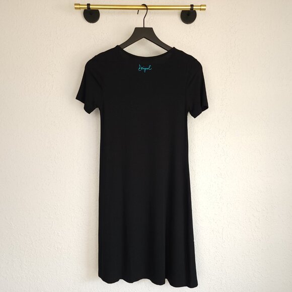 Desigual XS Black Agra Floral Tiger Short Sleeve T-Shirt Tunic Mini Dress - Picture 10 of 13